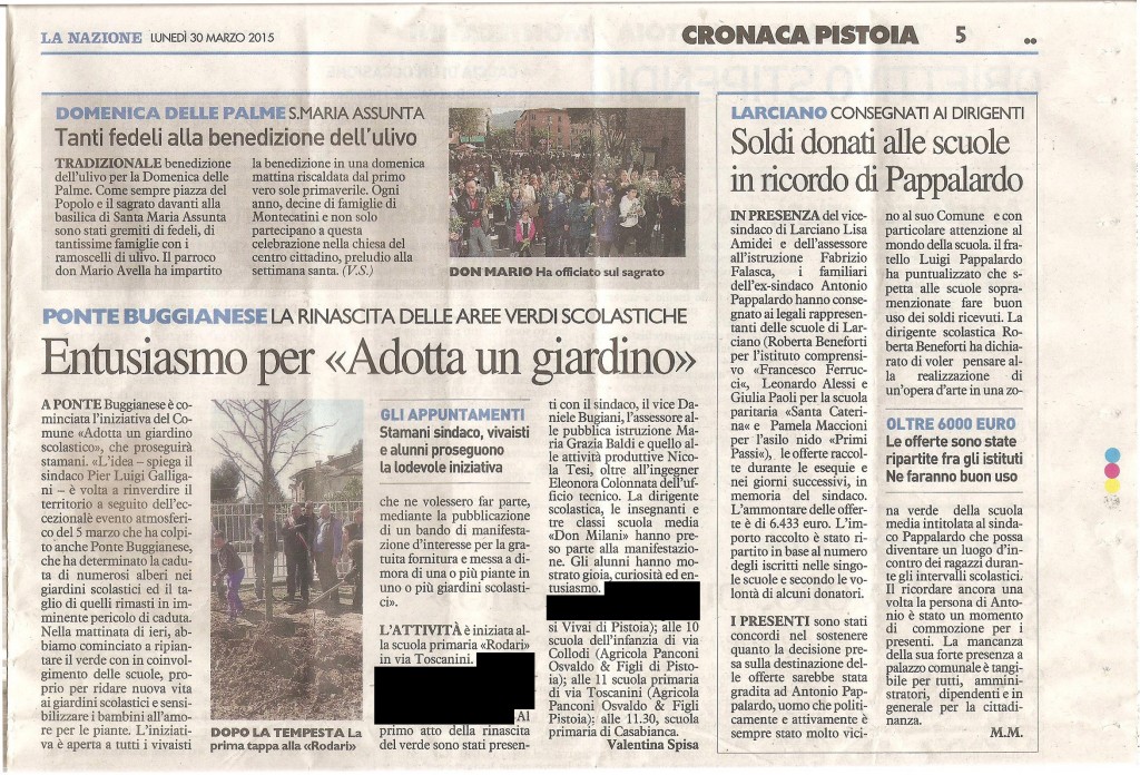 I giardini scolastici rinascono con alberi donati dai vivaisti